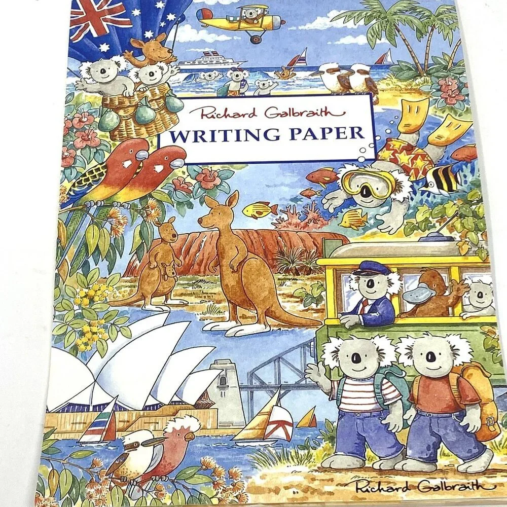Vintage Simson Richard Galbraith Australia Print Writing Paper Pad 24 Sheets